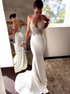 Charming Deep V neck Lace Backless Mermaid Prom Dresses LBQW0029